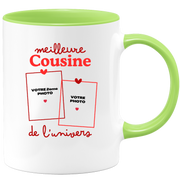 Mug Meilleure Cousine de l'univers - Mug personnalisé avec 2 photos famille