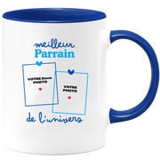 Mug Meilleur Parrain de l'univers - Mug personnalisé avec 2 photos famille