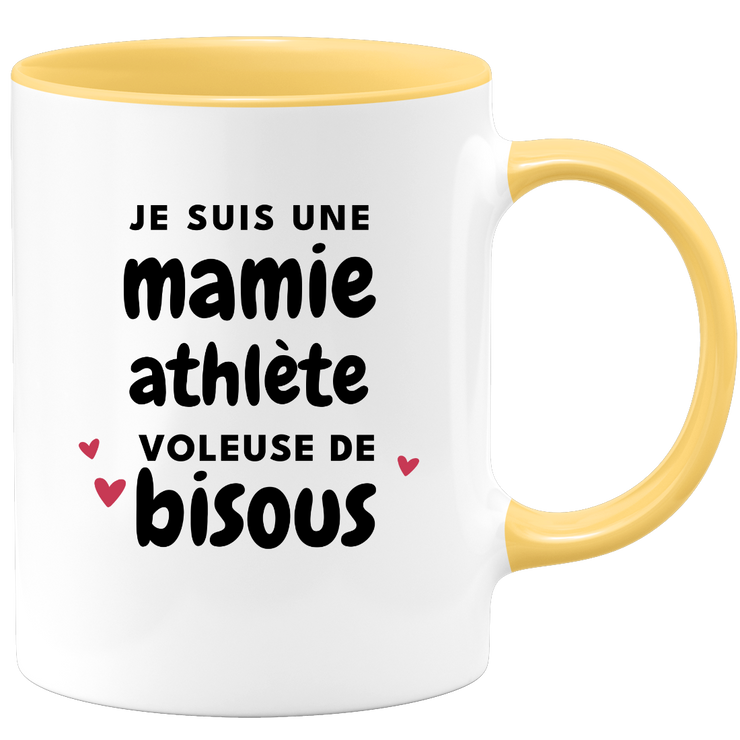 quotedazur - Mug Je Suis Une Mamie Athlète Voleuse De Bisous - Cadeau Fête Des Grand Mères Original - Idée Cadeau Pour Anniversaire Mémé Athlétisme - Cadeau Future Mamy Naissance