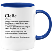quotedazur - Mug Définition Prénom Clelie Déesse Tout Simplement - Cadeau Humour Prénom - Idée Cadeau Famille Saint Valentin - Tasse Prénom Clelie - Idéal Pour Noël Au Bureau