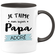 quotedazur - Mug Je T'aime Mon Super Papa Adoré - Humour Père Tasse Cafe Cadeau Rigolo Anniversaire Original Humoristique Pour Homme - Idée Cadeau Fêtes Des Pères Noël