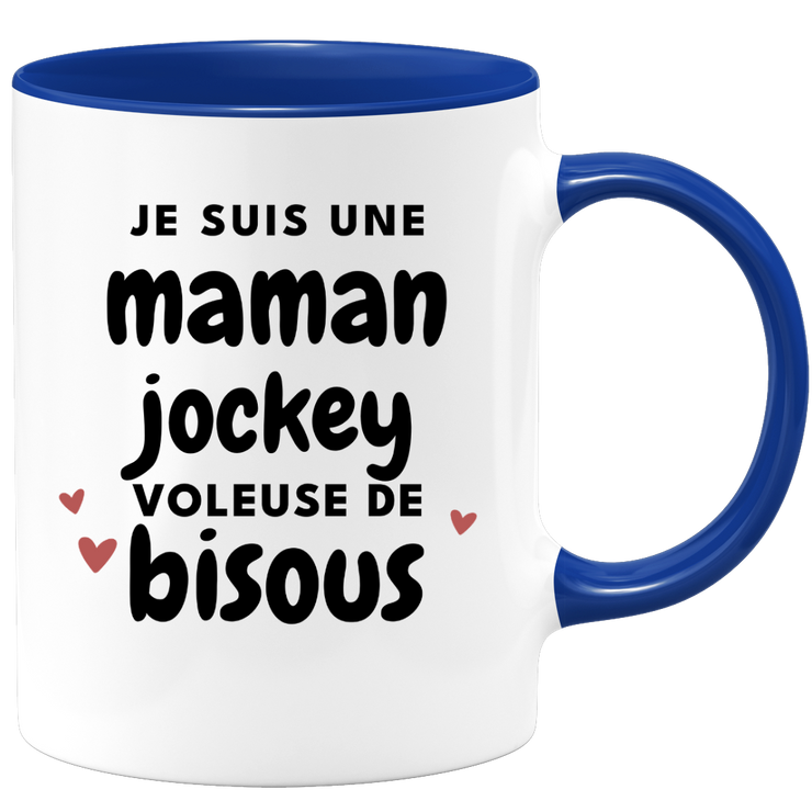 quotedazur - Mug Je Suis Une Maman Jockey Voleuse De Bisous - Cadeau Fête Des Mères Original - Idée Cadeau Pour Anniversaire Maman - Cadeau Pour Future Maman Naissance