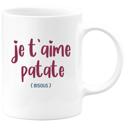 quotedazur - Mug Je T'aime Patate Bisous - Idée Cadeau Couple Amour Femme ou Homme Pour La Saint Valentin, Anniversaire Ou Noël