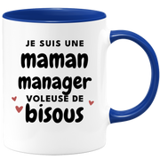 quotedazur - Mug Je Suis Une Maman Manager Voleuse De Bisous - Cadeau Fête Des Mères Original - Idée Cadeau Pour Anniversaire Maman - Cadeau Pour Future Maman Naissance