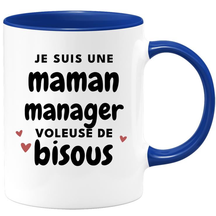 quotedazur - Mug Je Suis Une Maman Manager Voleuse De Bisous - Cadeau Fête Des Mères Original - Idée Cadeau Pour Anniversaire Maman - Cadeau Pour Future Maman Naissance