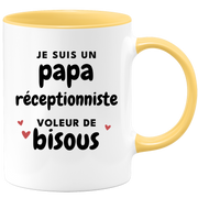 quotedazur - Mug I Am A Receptionist Dad Who Steals Kisses - Original Father's Day Gift - Gift Idea For Dad Birthday - Gift For Future Dad Birth