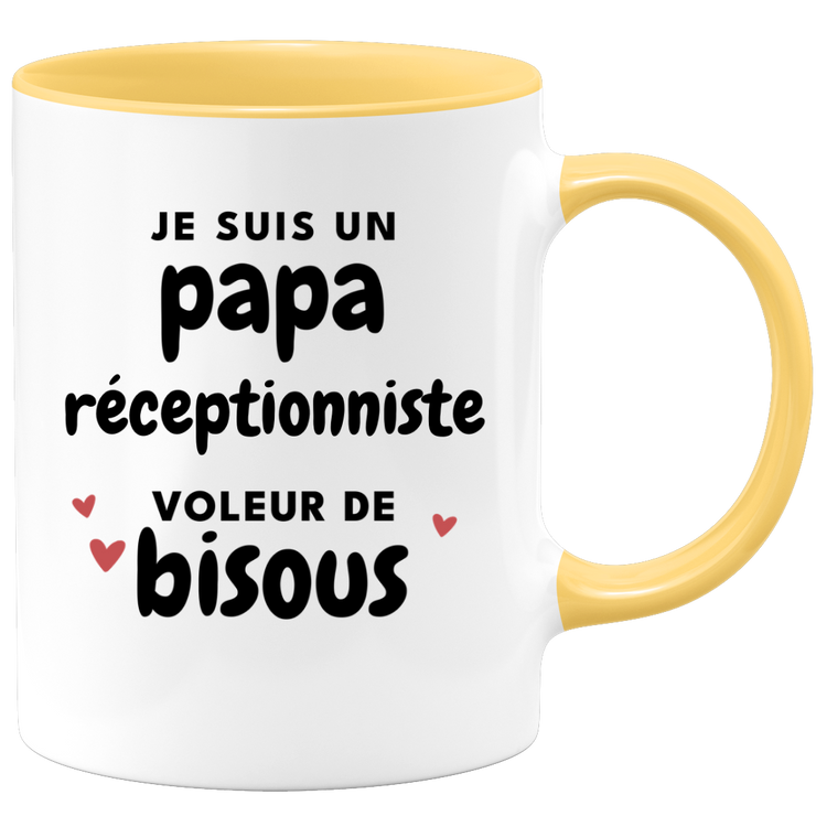 quotedazur - Mug I Am A Receptionist Dad Who Steals Kisses - Original Father's Day Gift - Gift Idea For Dad Birthday - Gift For Future Dad Birth
