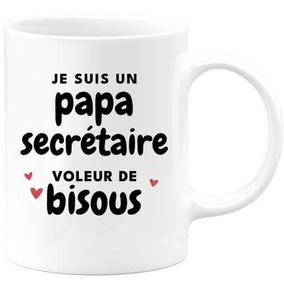 quotedazur - Mug Je Suis Un Papa Secrétaire Voleur De Bisous - Cadeau Fête Des Pères Original - Idée Cadeau Pour Anniversaire Papa - Cadeau Pour Futur Papa Naissance