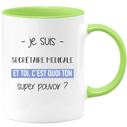quotedazur - Mug Je Suis Secretaire medicale Et Toi C'est Quoi Ton Super Pouvoir - Cadeau Humour Travail - Idée Cadeau Départ Collègue - Tasse Chef Secretaire medicale - Idéal Pour Noël Au Bureau