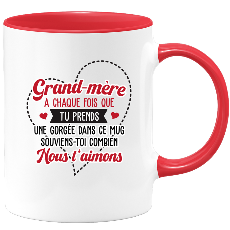 quotedazur - Mug Grand-Mère Nous T'Aimons - Cadeau Pour Grand-Mère Petite-Fille, Petit-Fils, Petits-Enfants, Grands-Enfants - Tasse Pour Mamie - Mémé, Grand-Maman, Grand-Mémé