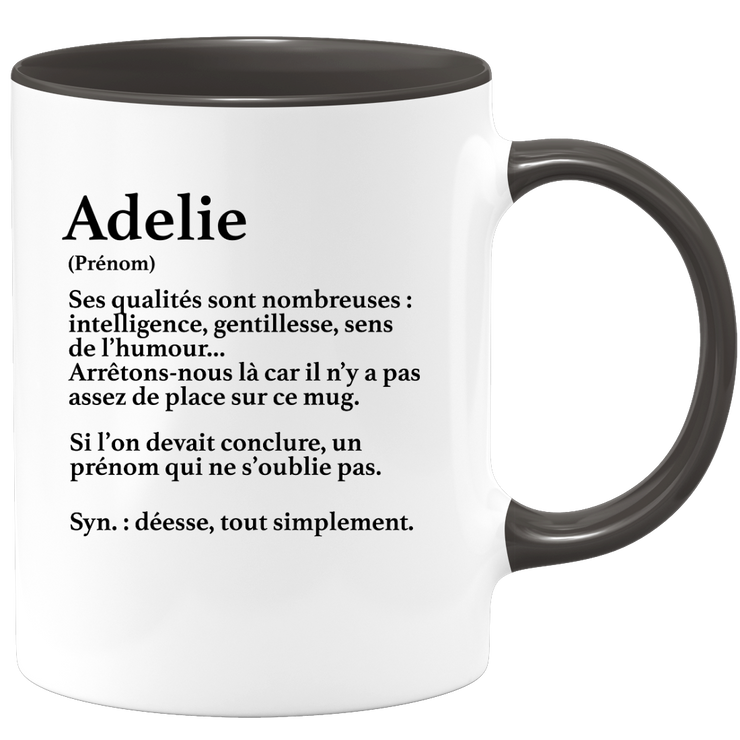 quotedazur - Mug Définition Prénom Adelie Déesse Tout Simplement - Cadeau Humour Prénom - Idée Cadeau Famille Saint Valentin - Tasse Prénom Adelie - Idéal Pour Noël Au Bureau