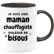 quotedazur - Mug Je Suis Une Maman Chauffagiste Voleuse De Bisous - Cadeau Fête Des Mères Original - Idée Cadeau Pour Anniversaire Maman - Cadeau Pour Future Maman Naissance
