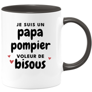 quotedazur - Mug Je Suis Un Papa Pompier Voleur De Bisous - Cadeau Fête Des Pères Original - Idée Cadeau Pour Anniversaire Papa - Cadeau Pour Futur Papa Naissance