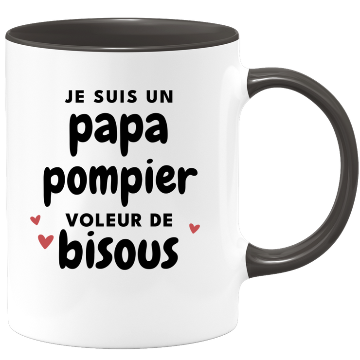 quotedazur - Mug Je Suis Un Papa Pompier Voleur De Bisous - Cadeau Fête Des Pères Original - Idée Cadeau Pour Anniversaire Papa - Cadeau Pour Futur Papa Naissance