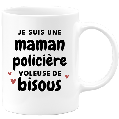 quotedazur - Mug Je Suis Une Maman Policière Voleuse De Bisous - Cadeau Fête Des Mères Original - Idée Cadeau Pour Anniversaire Maman - Cadeau Pour Future Maman Naissance