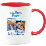 Mug Meilleur papy de l'univers - Mug personnalisé avec 2 photos famille