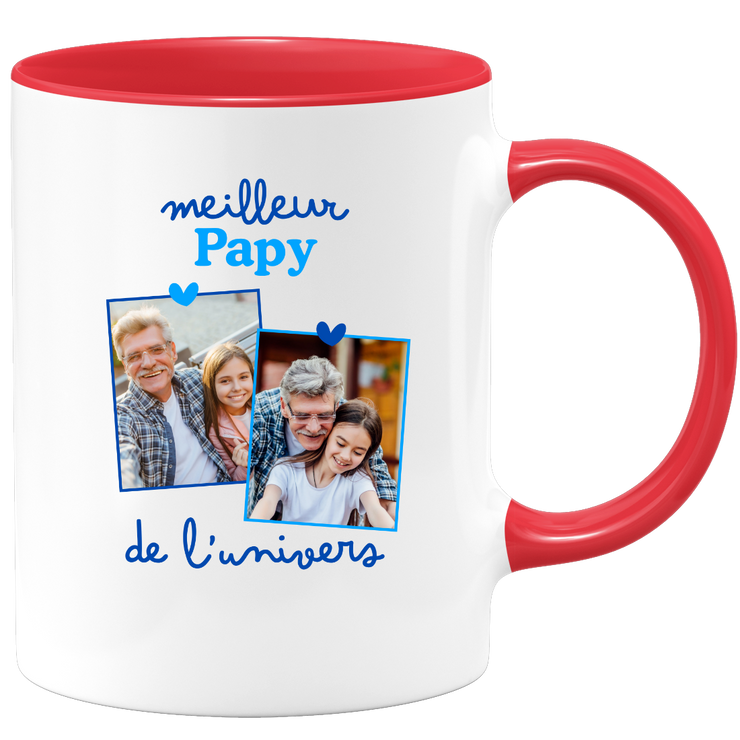 Mug Meilleur papy de l'univers - Mug personnalisé avec 2 photos famille