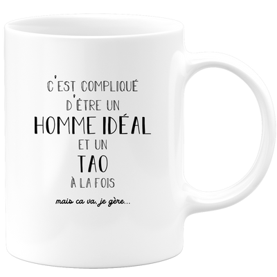 quotedazur - Mug Compliqué D'Être Un Homme Idéal Et Un Tao Mais Ça Va Je Gère - Cadeau Humour Prénom - Idée Cadeau Famille Saint Valentin - Tasse Prénom Tao