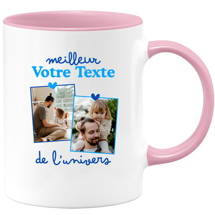 Mug deux photos personnalisé meilleur de l'univers pour homme - Métier famille prénom couple parent