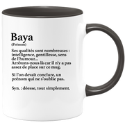 quotedazur - Mug Définition Prénom Baya Déesse Tout Simplement - Cadeau Humour Prénom - Idée Cadeau Famille Saint Valentin - Tasse Prénom Baya - Idéal Pour Noël Au Bureau