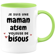 quotedazur - Mug Je Suis Une Maman Atsem Voleuse De Bisous - Cadeau Fête Des Mères Original - Idée Cadeau Pour Anniversaire Maman - Cadeau Pour Future Maman Naissance
