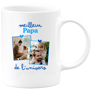 Mug Meilleur papa de l'univers - Mug personnalisé avec 2 photos famille