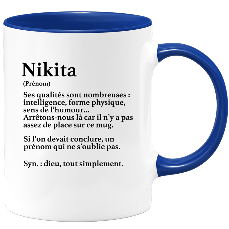Mug Gift Nikita - definition Nikita - Personalized first name gift Birthday Man Christmas departure colleague - Ceramic - White