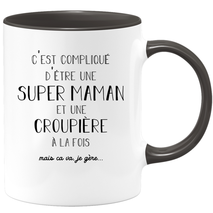 quotedazur - Mug Super Maman Et Croupiere A La Fois Mais Je Gère - Tasse Cadeau Maman Fête Des Mères Anniversaire - Cadeau Pour Jeune Ou Future Maman Suite À Une Naissance