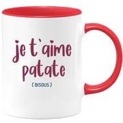 quotedazur - Mug Je T'aime Patate Bisous - Idée Cadeau Couple Amour Femme ou Homme Pour La Saint Valentin, Anniversaire Ou Noël