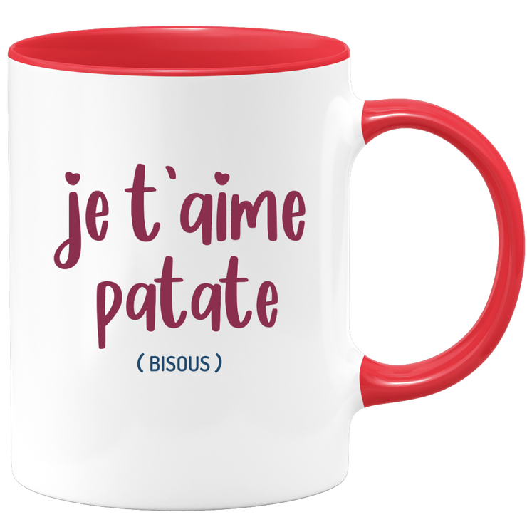 quotedazur - Mug Je T'aime Patate Bisous - Idée Cadeau Couple Amour Femme ou Homme Pour La Saint Valentin, Anniversaire Ou Noël