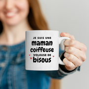 quotedazur - Mug I'm a Hairdresser Mom Thief of Kisses - Original Mother's Day Gift - Gift Idea for Mom's Birthday - Gift for Future Mom Birth