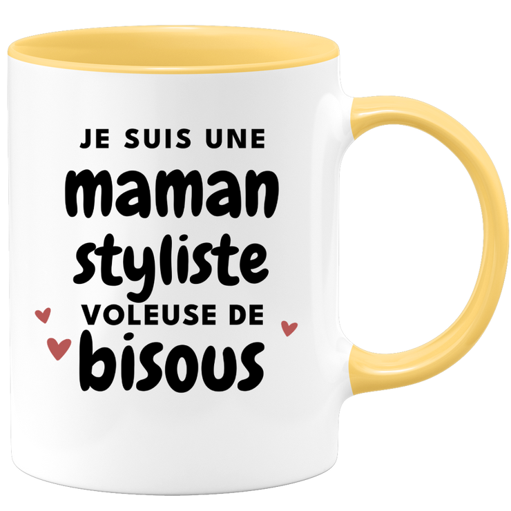 quotedazur - Mug Je Suis Une Maman Styliste Voleuse De Bisous - Cadeau Fête Des Mères Original - Idée Cadeau Pour Anniversaire Maman - Cadeau Pour Future Maman Naissance