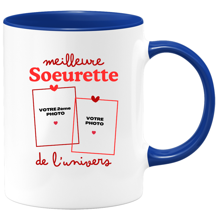 Mug Meilleure Soeurette de l'univers - Mug personnalisé avec 2 photos famille