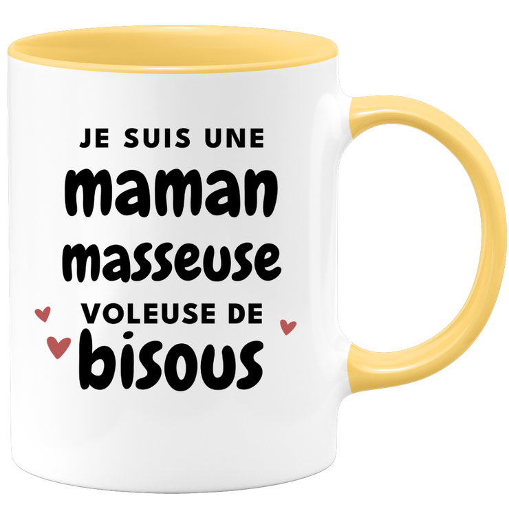 quotedazur - Mug Je Suis Une Maman Masseuse Voleuse De Bisous - Cadeau Fête Des Mères Original - Idée Cadeau Pour Anniversaire Maman - Cadeau Pour Future Maman Naissance