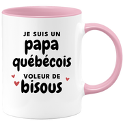 quotedazur - Mug Je Suis Un Papa Québécois Voleur De Bisous - Cadeau Fête Des Pères Original - Idée Cadeau Pour Anniversaire Papa - Cadeau Pour Futur Papa Naissance