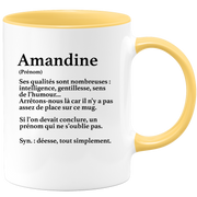 quotedazur - Mug Définition Prénom Amandine Déesse Tout Simplement - Cadeau Humour Prénom - Idée Cadeau Famille Saint Valentin - Tasse Prénom Amandine - Idéal Pour Noël Au Bureau