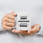 quotedazur - Mug I Am A Receptionist Dad Who Steals Kisses - Original Father's Day Gift - Gift Idea For Dad Birthday - Gift For Future Dad Birth