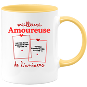 Mug Meilleure Amoureuse de l'univers - Mug personnalisé avec 2 photos couple