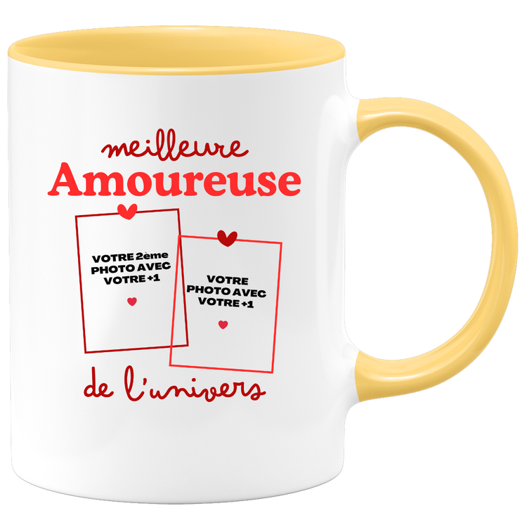 Mug Meilleure Amoureuse de l'univers - Mug personnalisé avec 2 photos couple