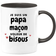 quotedazur - Mug Je Suis Un Papa Maçon Voleur De Bisous - Cadeau Fête Des Pères Original - Idée Cadeau Pour Anniversaire Papa - Cadeau Pour Futur Papa Naissance