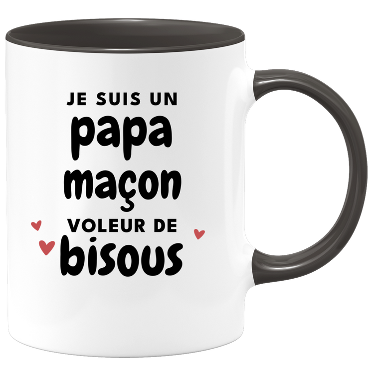 quotedazur - Mug Je Suis Un Papa Maçon Voleur De Bisous - Cadeau Fête Des Pères Original - Idée Cadeau Pour Anniversaire Papa - Cadeau Pour Futur Papa Naissance