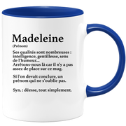 quotedazur - Mug Définition Prénom Madeleine Déesse Tout Simplement - Cadeau Humour Prénom - Idée Cadeau Famille Saint Valentin - Tasse Prénom Madeleine - Idéal Pour Noël Au Bureau
