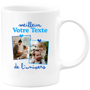 Mug deux photos personnalisé meilleur de l'univers pour homme - Métier famille prénom couple parent