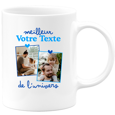 Mug deux photos personnalisé meilleur de l'univers pour homme - Métier famille prénom couple parent