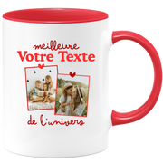 Mug deux photos personnalisé meilleure de l'univers pour femme - Métier famille prénom couple parent