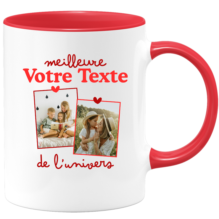 Mug deux photos personnalisé meilleure de l'univers pour femme - Métier famille prénom couple parent
