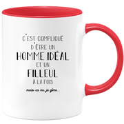 quotedazur - Mug C'est Compliqué D'Être Un Homme Idéal Et Un Filleul Mais Ça Va Je Gère - Idée Cadeau Humoristique pour Filleul, Anniversaire, Noël