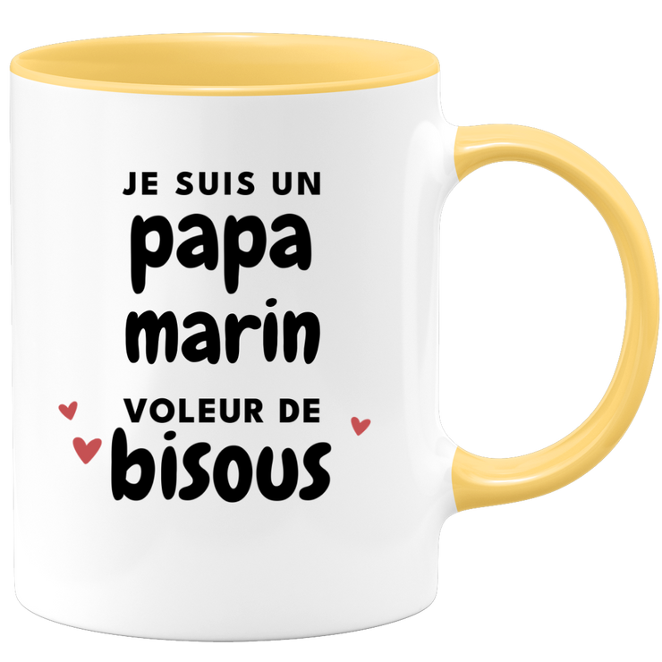 quotedazur - Mug Je Suis Un Papa Marin Voleur De Bisous - Cadeau Fête Des Pères Original - Idée Cadeau Pour Anniversaire Papa - Cadeau Pour Futur Papa Naissance