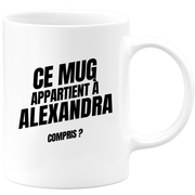 Mug Ce mug appartient à Alexandra, compris ?
