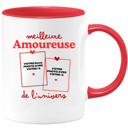 Mug Meilleure Amoureuse de l'univers - Mug personnalisé avec 2 photos couple